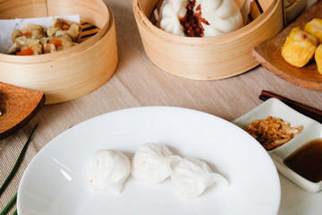 Set of Dim sum Enjoying traditional Chinese dumpling.