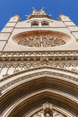 view of a fragment of the Cathedral of Saint Mary in the Spanish city of Palma de Mallorca