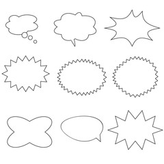 comic speech bubbles on white background. retro empty comic bubbles and elements. pop art style. vintage design. cartoon comic bubbles.