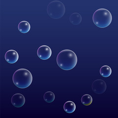 ubble with Hologram Reflection. Set of Realistic Water or Soap Bubbles for Your Design.