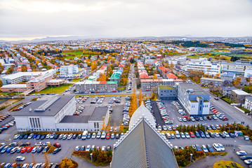Top view of the Reykjavik in autumn