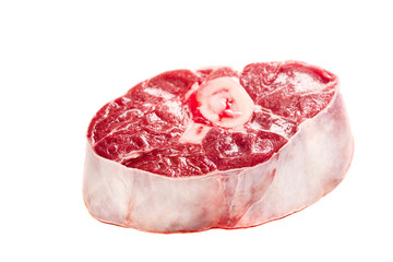 raw beef shank isolated on the white