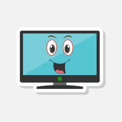 Cartoon monitor sticker with smiley face 