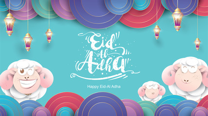 Eid al-Adha handwritten design with fun concept and pastel color