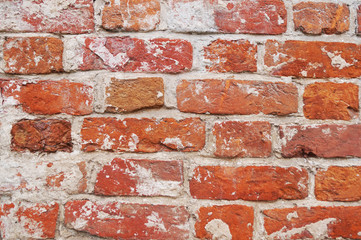    Beautiful brick brick with white paint and plaster         