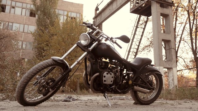 Motorbike in the city,Industrial,vintage photo effect added for create atmosphere