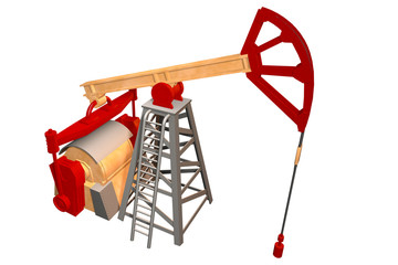 industrial illustration - Isolated colored Oil Well on white background, 3D illustration