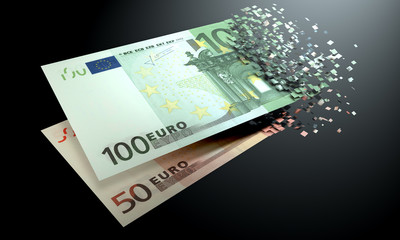 The dematerialization of Euro money - obrazy, fototapety, plakaty
