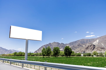 Big white billboard on highway