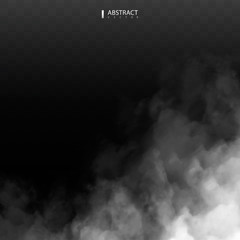 Fog or smoke isolated transparent special effect. Happy Halloween. Halloween composition. White vector cloudiness, mist or smog background. Vector illustration