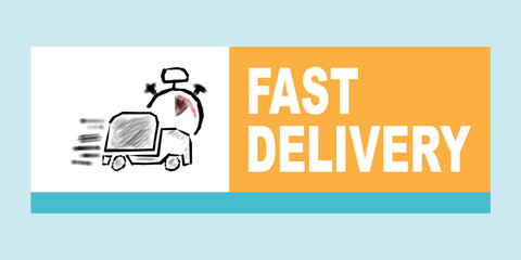 Fast Delivery concept. Illustration with different colored squares