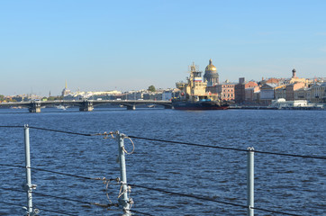 Fototapeta premium Neva river water area in the center of St. Petersburg