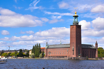 Stockholm City Hall, seen from the south across water