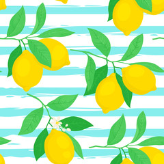 Seamless vector pattern with lemons. Simple flat decorative illustration.