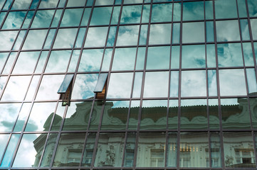 Reflection in windows of modern building