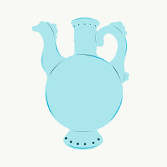 beautiful vintage blue jug silhouette on white background
