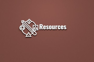 Text Resources with light 3D illustration and brown background