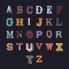 English alphabet letter a to z icon isolated