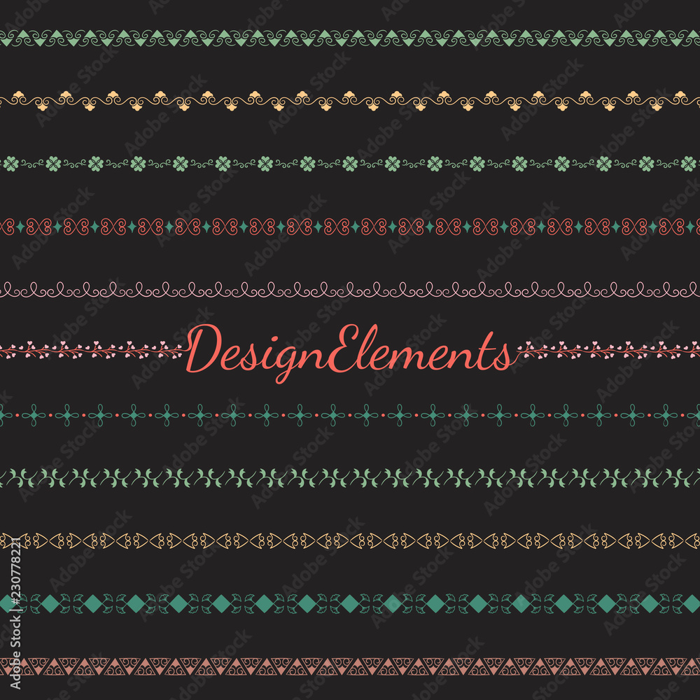 Poster collection of divider design element vectors