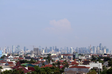 The skyscraper of Jakarta on Sunday and residential area