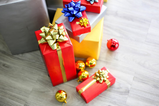 Christmas gift boxes with decorations,Christmastime celebration and Happy new year.