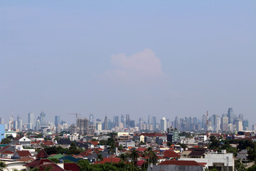 The skyscraper of Jakarta on Sunday and residential area