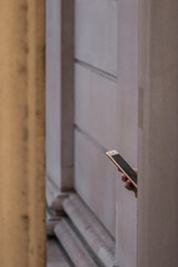 People, columns and smartphone