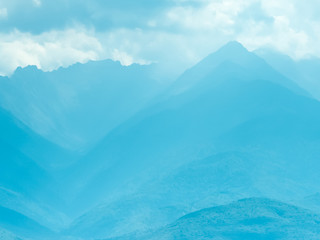 Blue Mountain Crests With Mist Landscape