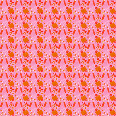 Pink background with objects for needlework, hobbies and work