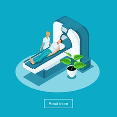 Isometrics Health Care and Innovative Technologies, Hospital, Medical Personnel, Female patient undergoing CT - Computerized Tomography Scan in Hospital