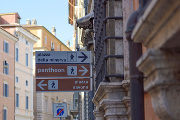 Rome, indications of the great historical monuments of the Italian capital