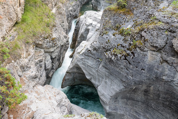 Fototapeta na wymiar Stream with water from a glacier in Alberta, Canada