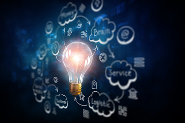 Innovative technology background. Mixed media