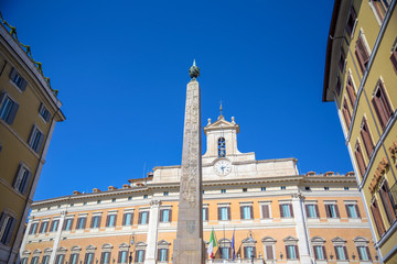 Tourist attraction in Rome, Egyptian obelisk in Montecitorio square