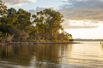 Landscape of Swan river at sunset