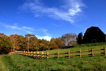 北海道、札幌の牧場の秋の風景