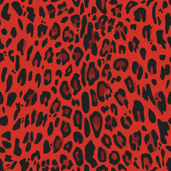 Seamless pattern with red leopard print