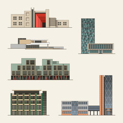 Set of city buildings 2. Vector illustration.