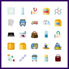 25 container icon. Vector illustration container set. bag and van icons for container works