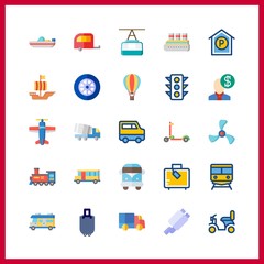 25 transport icon. Vector illustration transport set. sailing boat and truck icons for transport works