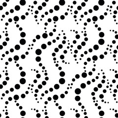 simple black circle wave white seamless pattern