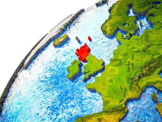 Scotland on 3D Earth model with visible country borders.