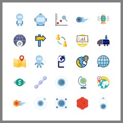 global icon. meteorite and satellite vector icons in global set. Use this illustration for global works.