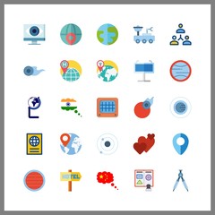 25 world icon. Vector illustration world set. india and maps and flags icons for world works