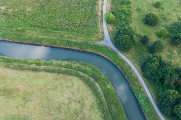 Aerial of Demer river at Langdorp