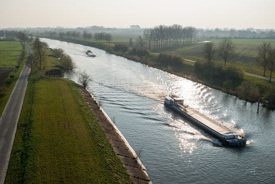 Barge boat at Belgian Leie Canal
