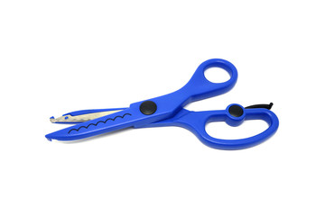 Blue Scissors isolated on white background.