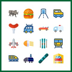 fast icons set. industry, fauna, jacket and vessel graphic works