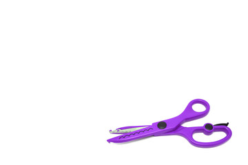 Violet Scissors isolated on white background.
