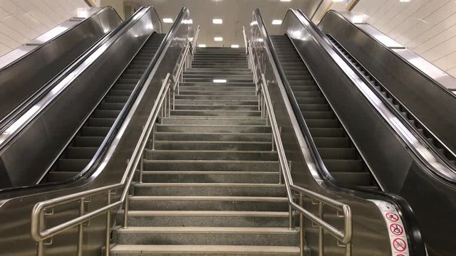 empty subway escalators
